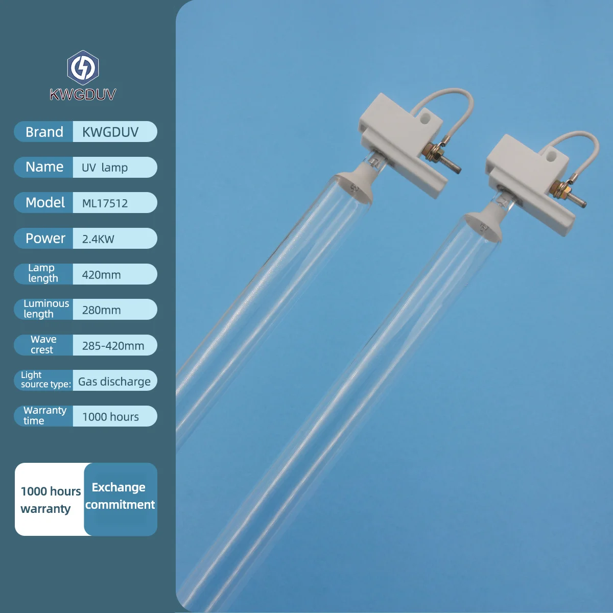 Support Custom Imported High Power UV Halogen Lamp 2KW-21KW UV Curing Lamp for Rotary Machine UV Curing Drying