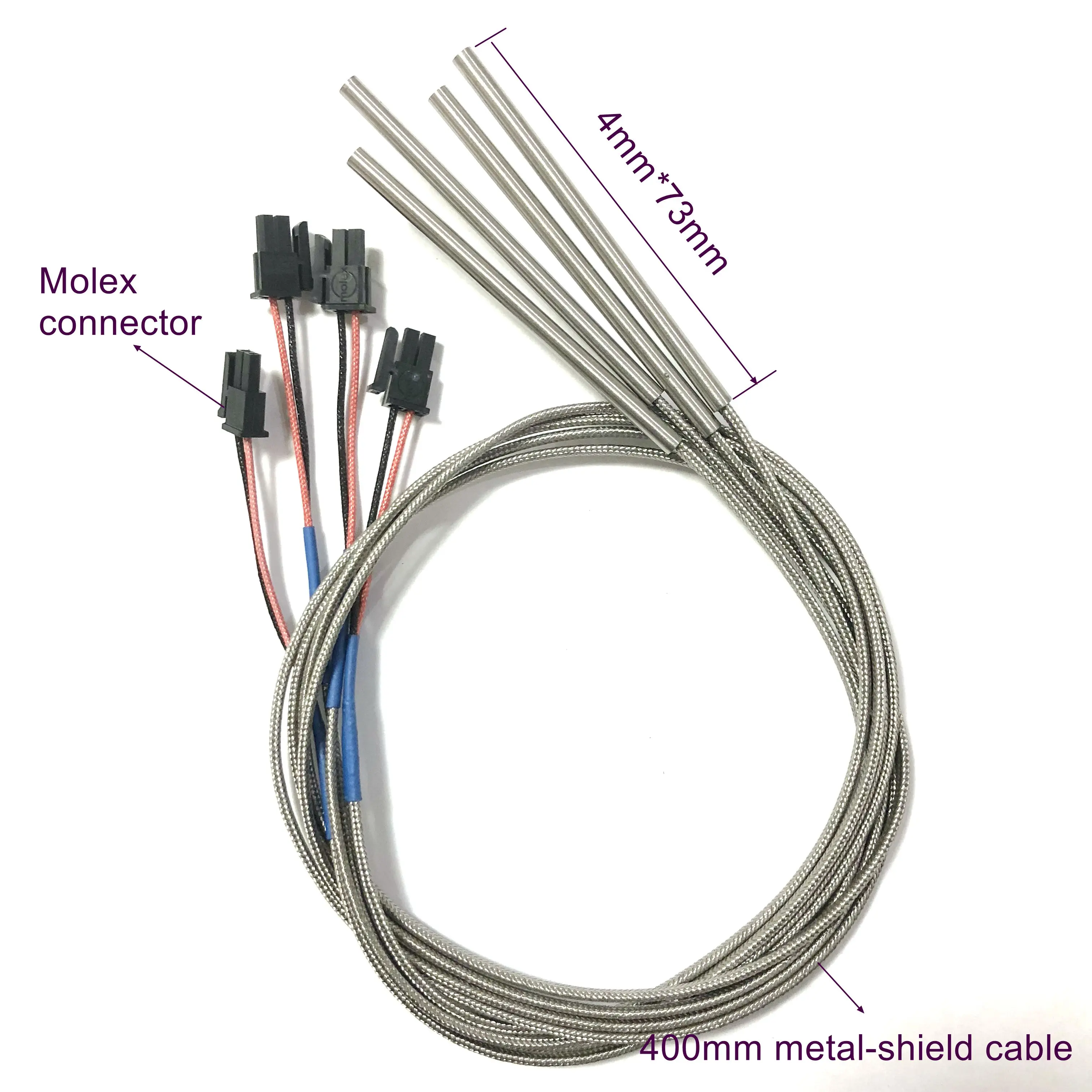 Hot sale 4mm*73mm K type thermocouple probe with 400mm metal-shield cable