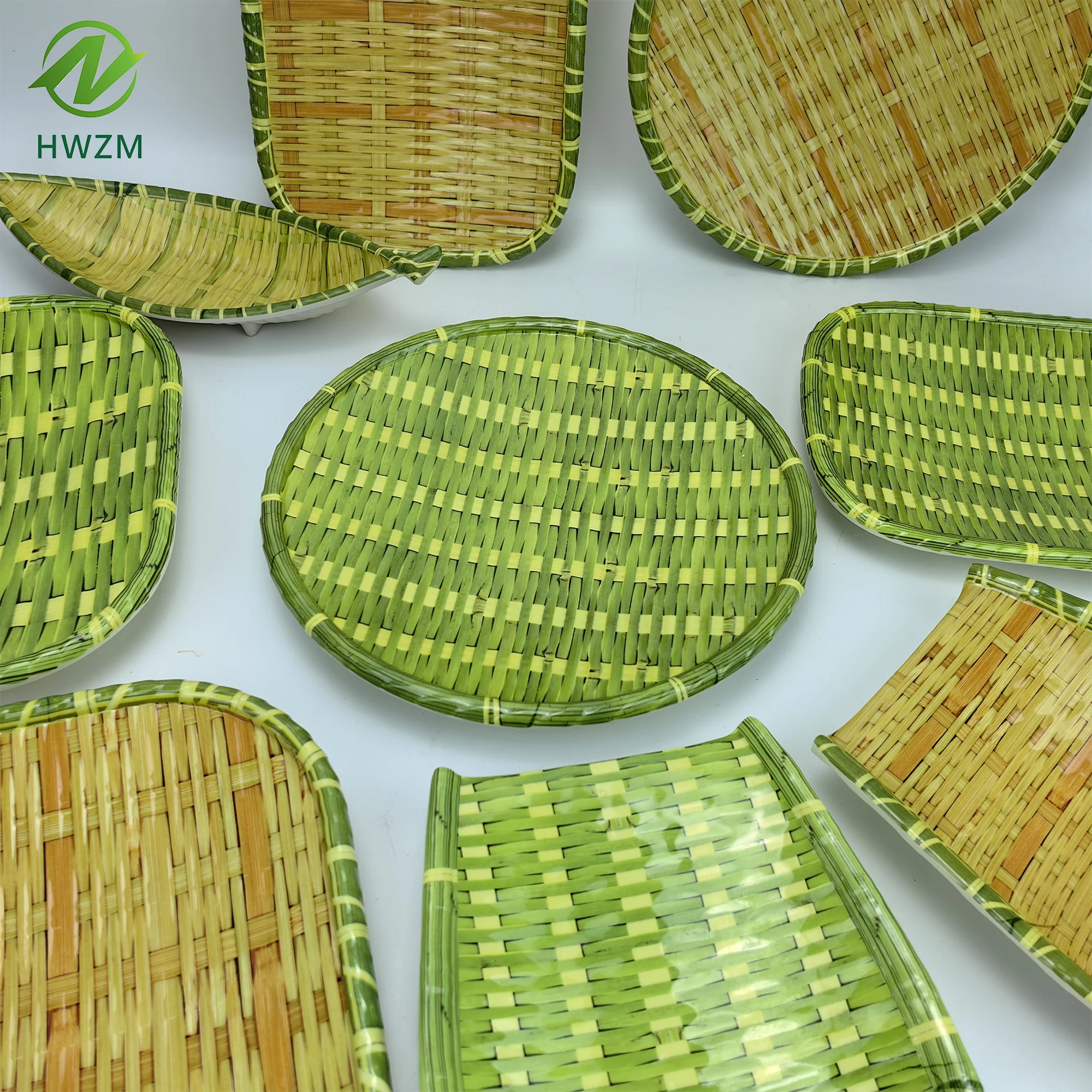 2023Small Bamboo Basket Fruit Woven Bamboo Food Tray Sushi Boat Bamboo Woven Mimetic rattan basket  Plate Handmade Basket
