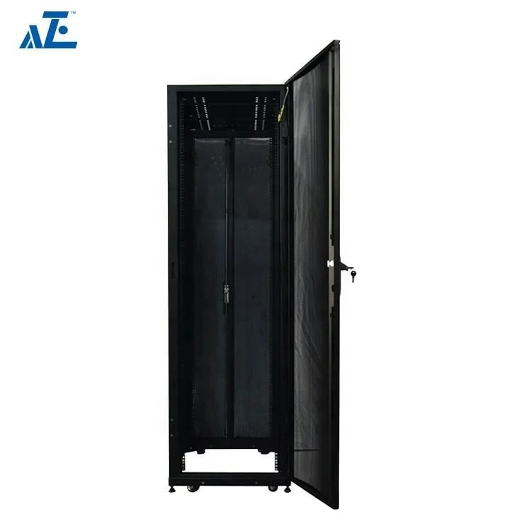 AZE 42U Server Rack enclosure Mesh Door with Casters 45U Cabinet for Audio Visual Applications