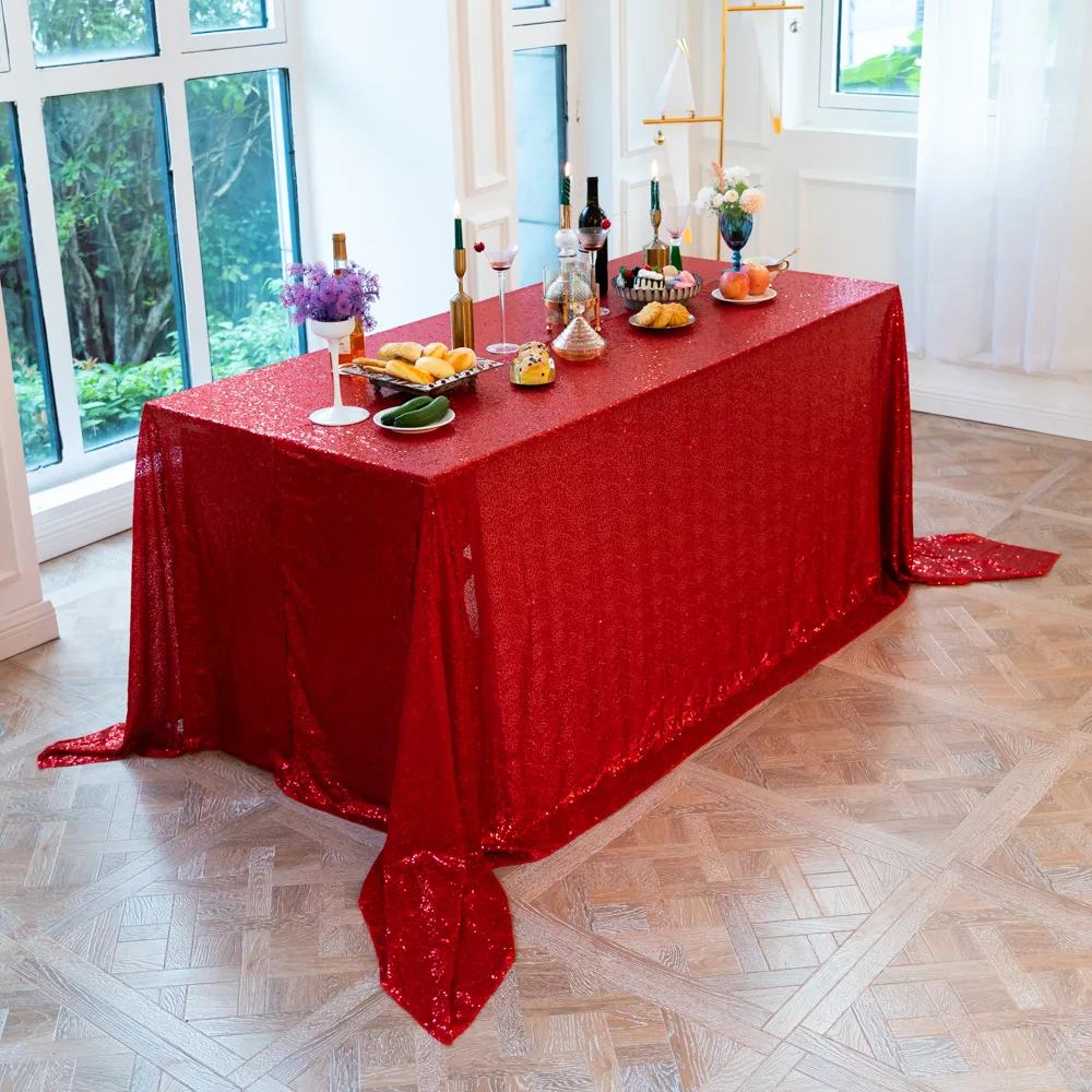 Customized wholesale Sequins table cloth rectangle round champagne tablecloth cover linen for party wedding decoration