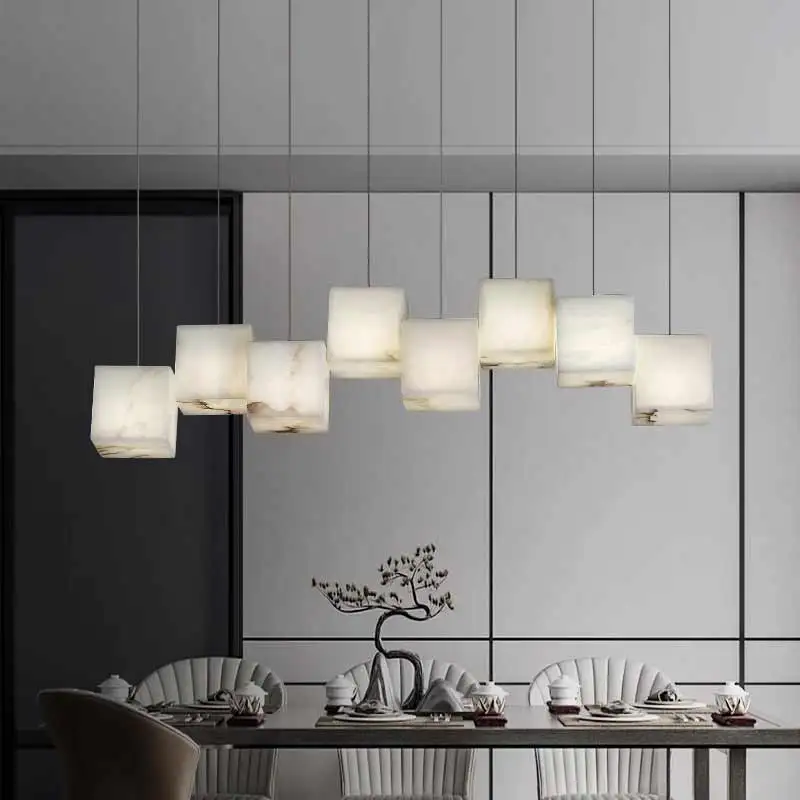 Light luxury marble all copper restaurant chandelier simple designer bar model room study chandelier