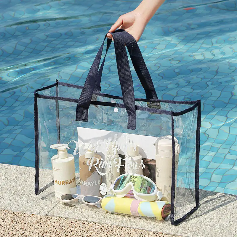 2024 New Waterproof Beach Tote Pool Bags for Women Ladies Large Gym Tote PVC Clear Plastic Hand Storage Bag Shopping Bag