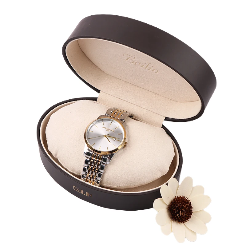 Производство Lusso черный Pu кожаный Овальный чехол Scatola per Orologi Uhrenbox пластиковый для запястья серии