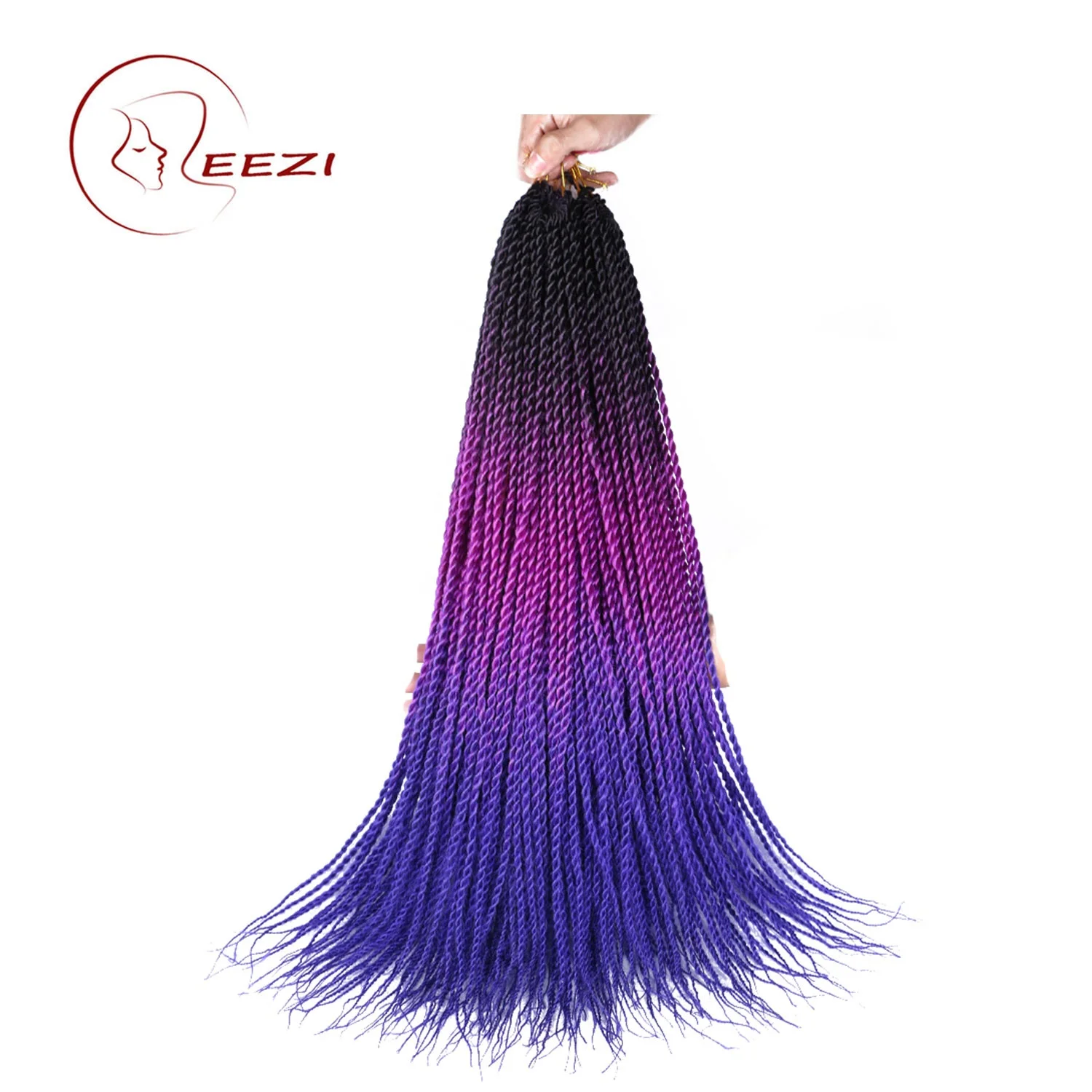 
LEEZI Wholesale S3001 Color Dropshipping Senegalese Crochet Braid Twist 24 inch Braiding Hair with Curl Ends 
