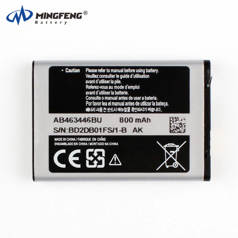 Zero circle long life battery 800mAh AB463446BU AB043446BE For Samsung C3300K X208 B189 B309 F299 X160