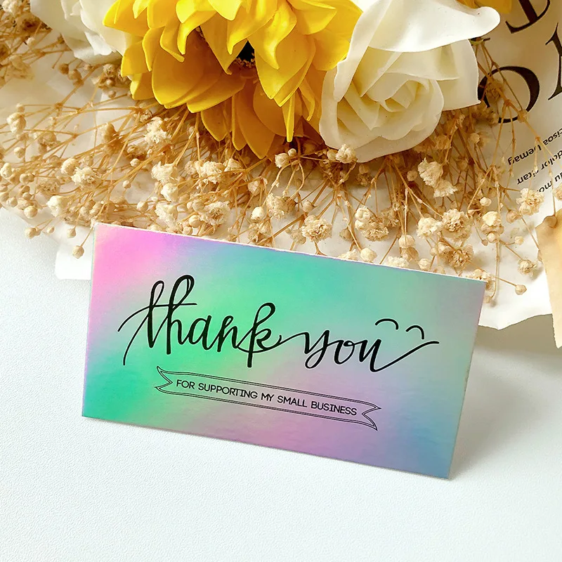 Wholesale Custom UV Holographic Laser Gold Foil Design Business Card Gift Small Business Thank You Note Card