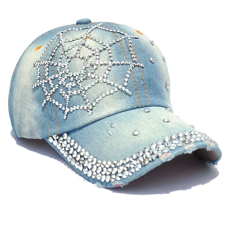 Crystal Baseball Cap for Women  latest design jean Rhinestone Caps