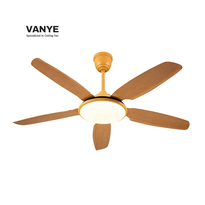 Modern 52-Inch Ceiling Fan with LED Lighting High Speed Light Wood ABS Fan Blades Decorative Remote Control for Living Room