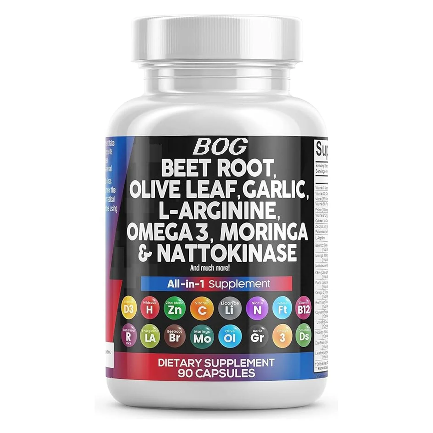 OEM/ODM Beet Root Capsules 6000mg Olive Leaf 6000mg Nattokinase 4000 FU Garlic Extract 2000mg L-Arginine 400mg Omega 3