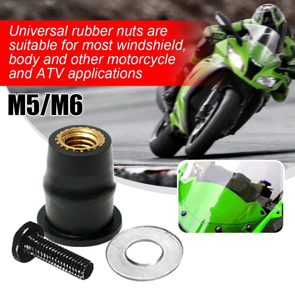 M4 M5 M6 M8 M10 Rubber Brass Insert Expansion Well Nut for Motorcycle Windscreen Accessories