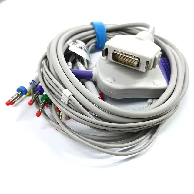 Compatible FUKUDA DENSHI EKG cable 10 leads banana end AHA