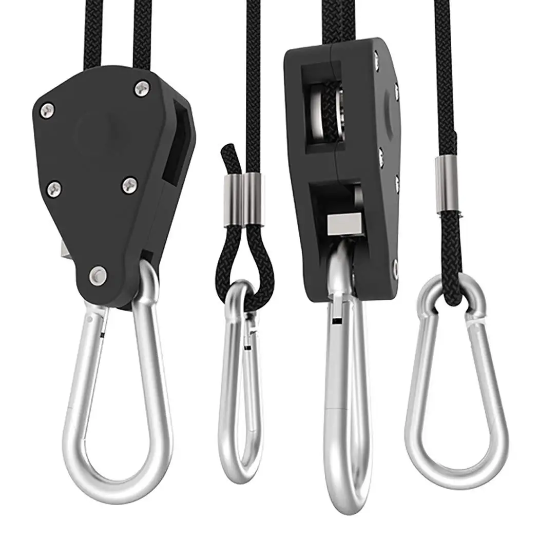 Chin-Up 2 Pair of 1/8 inch Heavy Duty Adjustable Grow Light Ratchet Rope Hanger Yoyo for Grow Light Fixture&Gardening,150lb