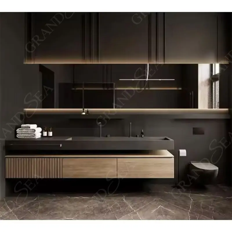 Modern Wood Bathroom Vanities Double Sink Waterproof Bathroom Cabinet