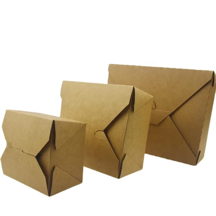
#3 Factory Wholesale OEM Service Disposable Takeout Box Kraft Paper Box for Food Packaging Hamburger Container 