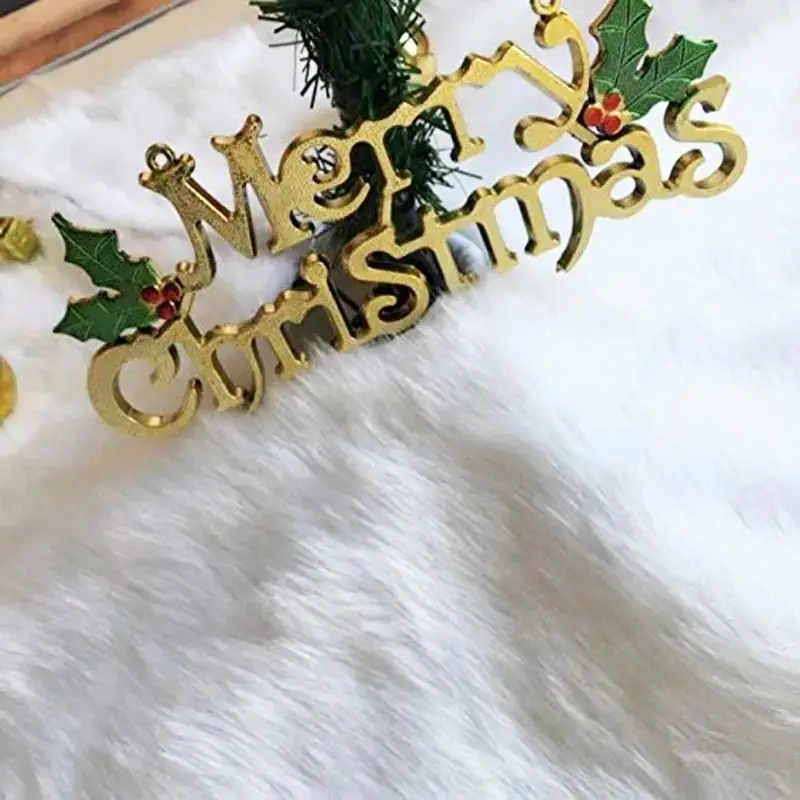 78/90/122cm White Rabbit Fleece Snowflake Christmas Tree Skirt Wool Tree Skirt Xmas Tree New Year Navidad Apron Home Decor 2022