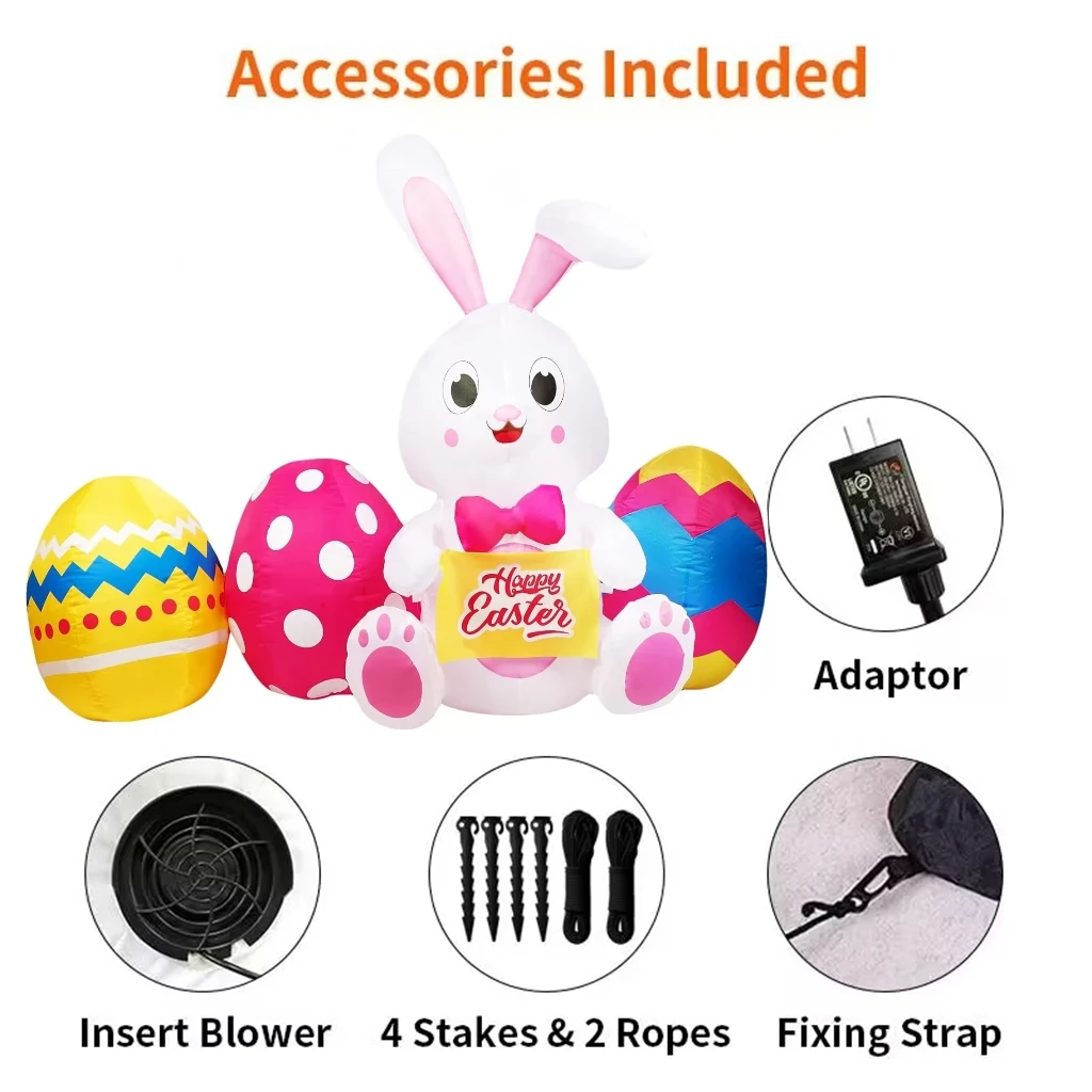 Factory Customization Inflatable Easter Bunny With Colorful Eggs Decorations Outdoor Lawn Inflatable Easter Decorations