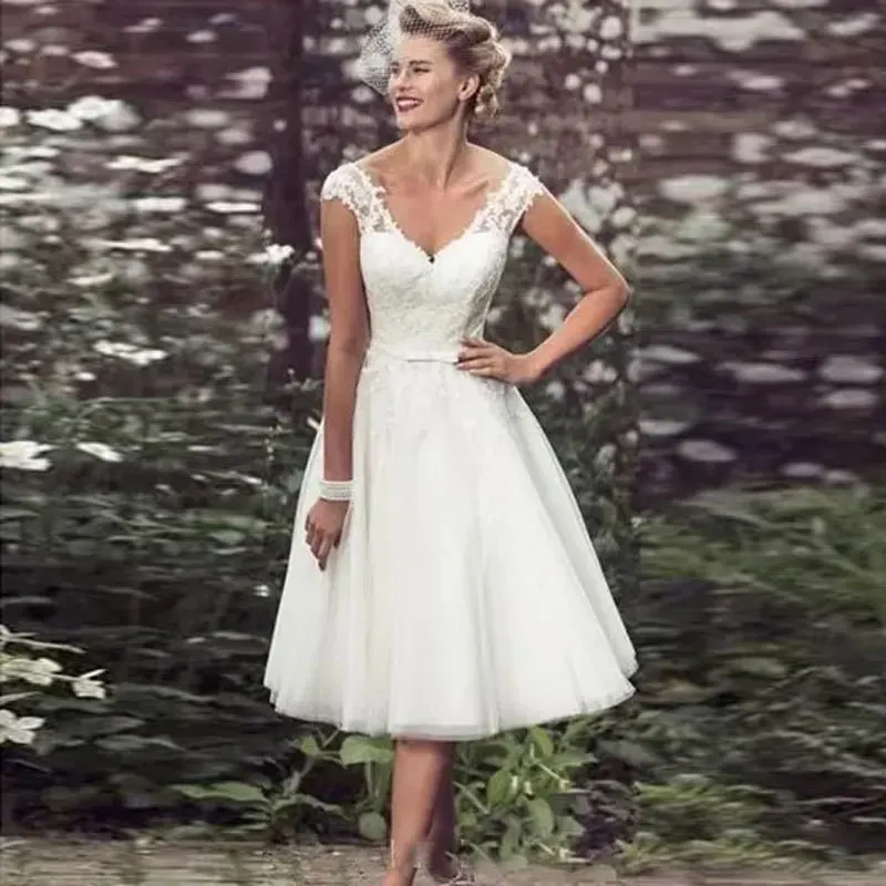 short wedding dress with corset bridal wedding gown simple v neck sexy bridal gown simple lace dress with pearl