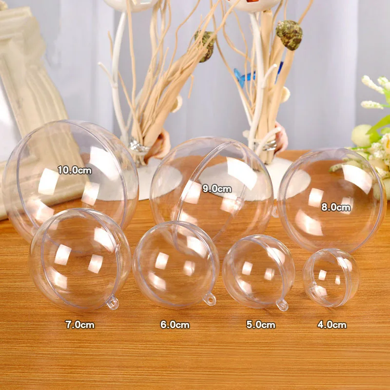 Открытые подвесные прозрачные рождественские украшения, пластиковый шар 4 см-40 см
