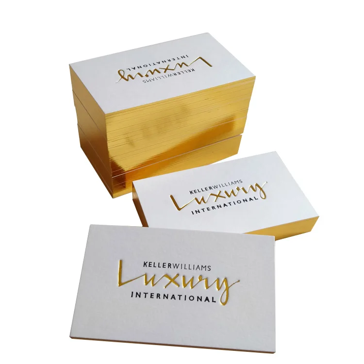 Custom Gold Foil Edge Border Cotton Thick Cardboard Paper Letterpress Business Card with Logo Printing