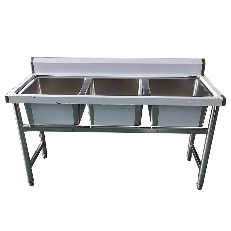 shandong stainless steel kitchen equipment 3 bay commercial kitchen sink