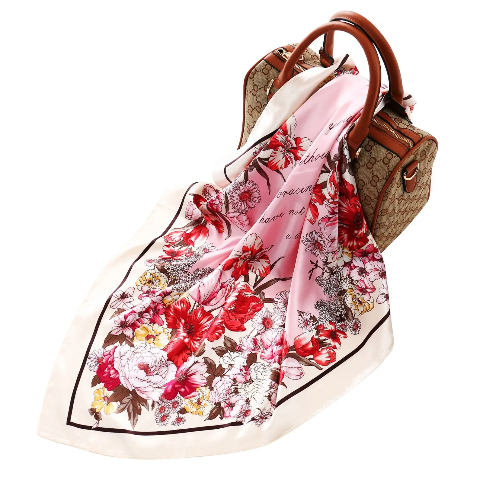 Wholesale Brand Printing Silky Scarf Head Bandana Scarves Luxury Women Square Silky Polyester Head Scarves for Women