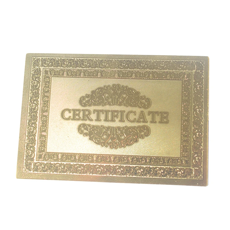 Personalized Customized Logo Printed certificate durable waterproof Custom 24k gold foil Certificate Of Authorization