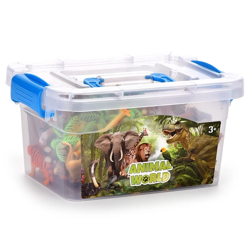 20-Piece Plastic Animal Toy Set Inculding Eight Big Aniamls 24 Small Animal Toys And Four Trees