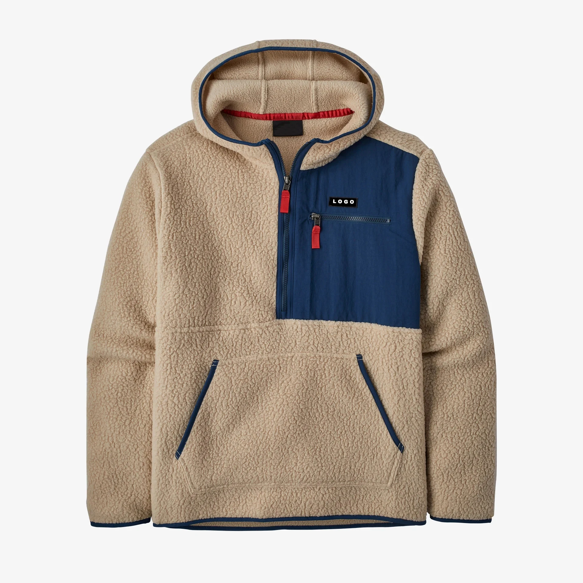 Winter Jacket Men Fleece Coats Solid Color Pockets Fleece Warm Hoodies Zip Up Jacket Factory Customized Sherpa Fleece Jacket