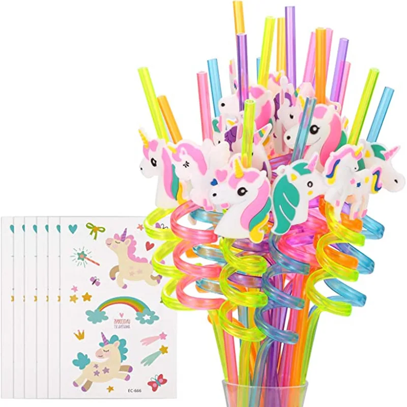
Reusable birthday party rainbow Unicorn straws 