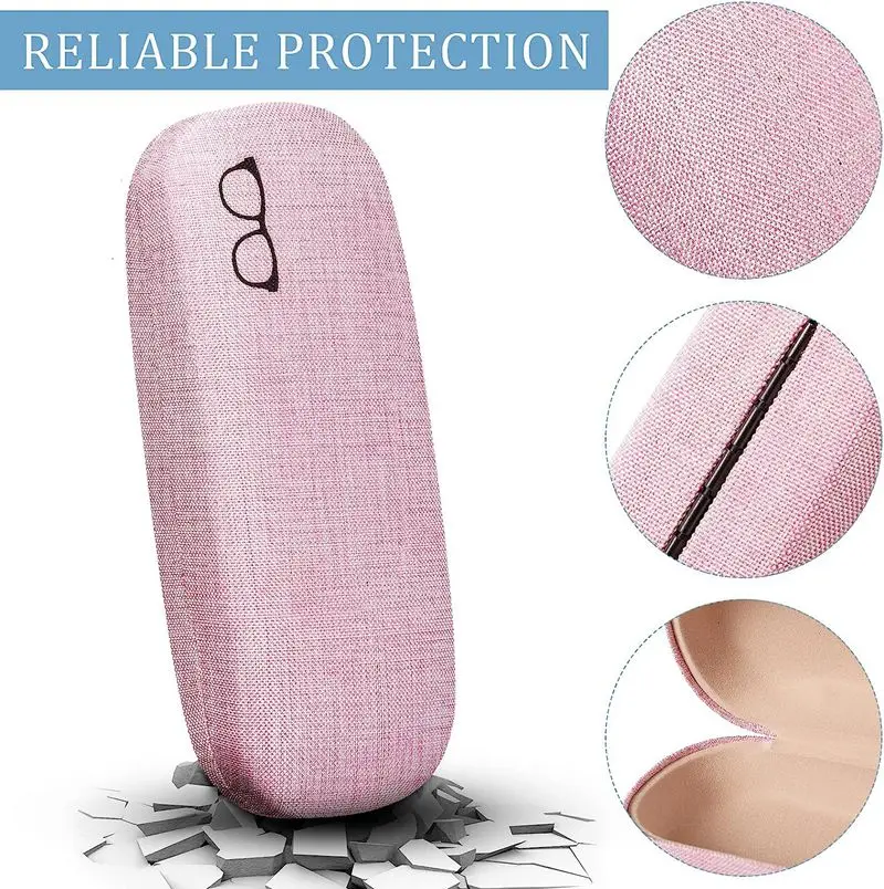 Wholesale Customized Logo Large Fashion Round Folding Metal Linen Eyeglasses Creative Glasses Sunglasses Case