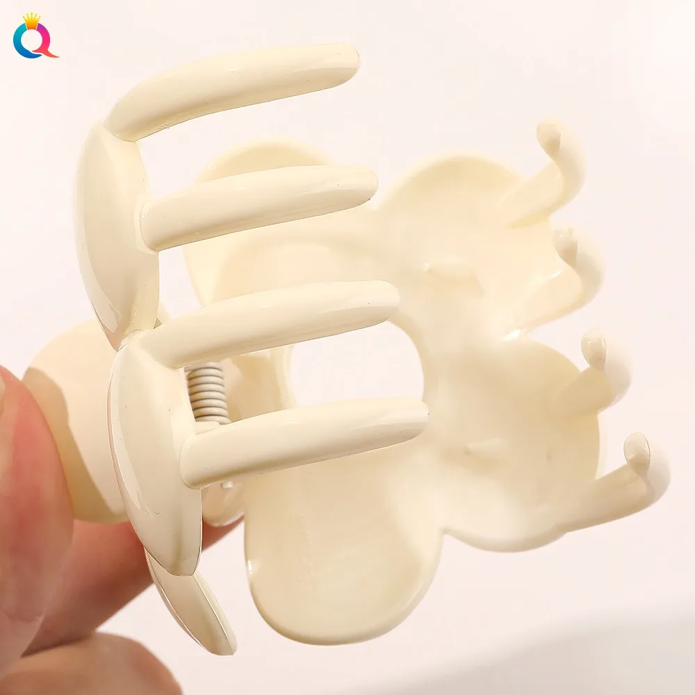 QIYUE 9cm Custom Logo Korean Hair Clamp Korean Flower Hairpin Large Grind Candy Color Hair Claw Clips Hair Accessories For Woman