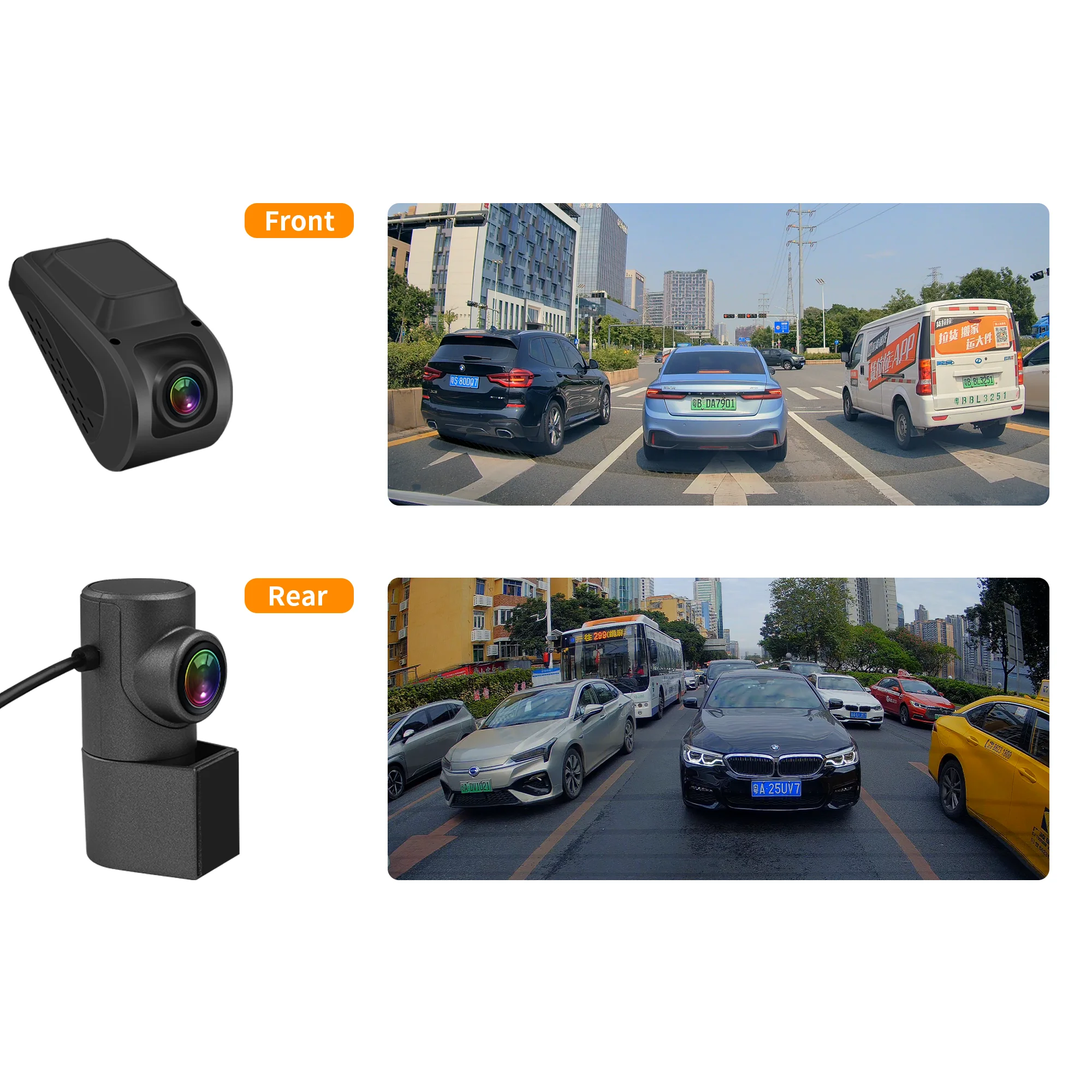 AutoSight Front and Rear Car Camera 1080P With APP Parking Monitor Dash Cam Mirror Car Black Box Dual Len Auto Video Recorder