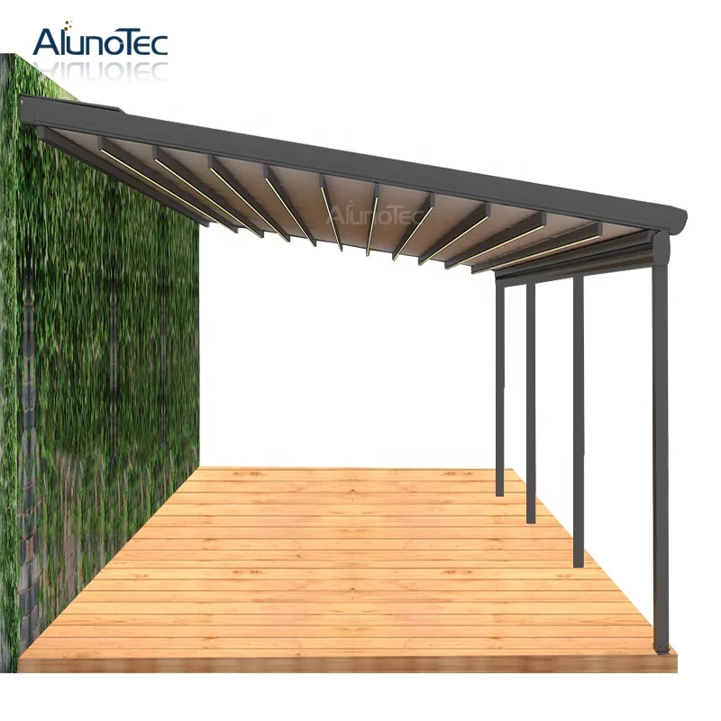 Modern Sun Shade Motorized Awning PVC  Pergola  Aluminum Retractable Awnings with LED Light
