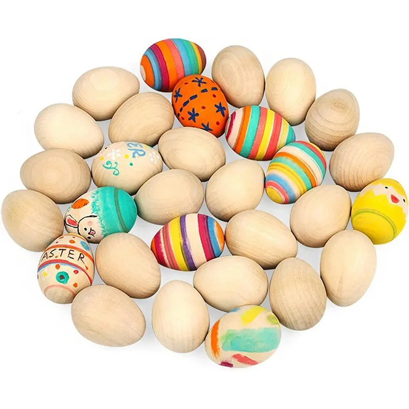 Colors DIY painting graffiti kids toy wooden hand painted Simulated egg toy