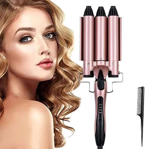 Three Barrel Ceramic Big Wave Curler Curling Iron Hair Crimper Hair Wand Dual Voltage Hair Curler