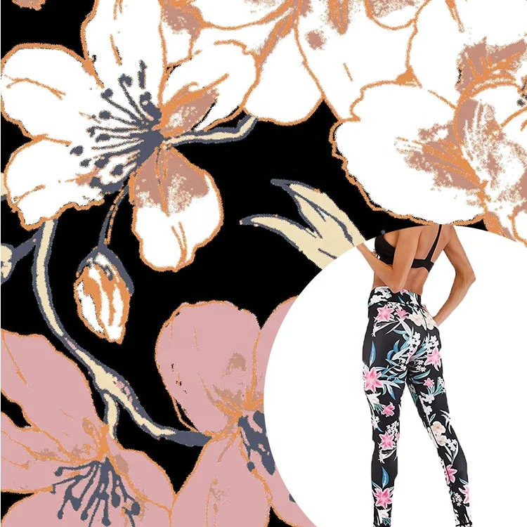 superior quality leggings supplex weft knitted 220gsm floral nylon sport spandex digital printing fabric