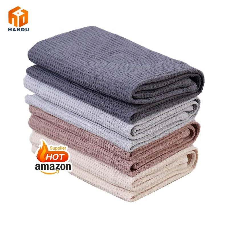 wholesale custom cotton personalised waffle weave kitchen dish tea  towel
