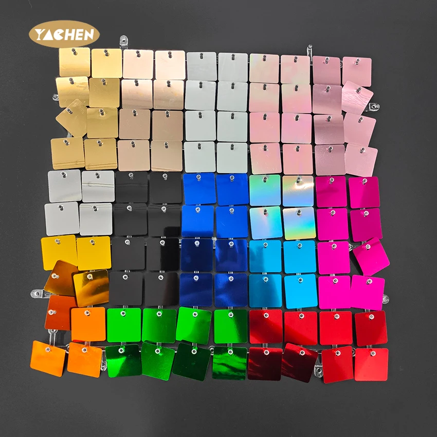 YACHEN High Quality Colorful Square Dreamy Blue Shimmer Sequin Wall Panels Backdrops for Party Wedding Event Decoration