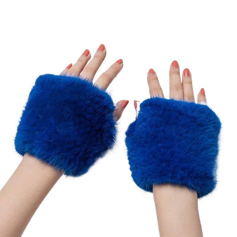 ZDFURS *Winter mink fur gloves for women high Real Fur Gloves New Women  Fashion Genuine Glove Knitted Mink Fur Fingerless