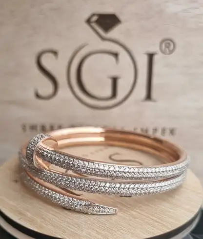 41 Gm 14 K Rose Gold Bracelet With 13 Ct Round White Lab Grown  Diamond Cross Link Lab Grown  Cuban Bracelet Hand Made