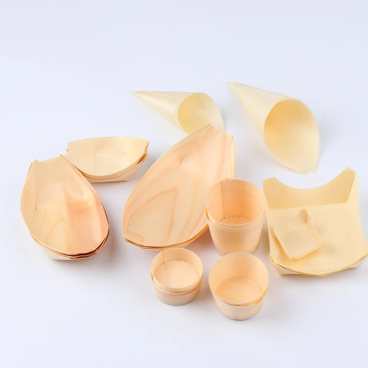 Biodegradable Disposable Wooden Mini Bamboo Sushi  Boat Food Tray For Kitchen