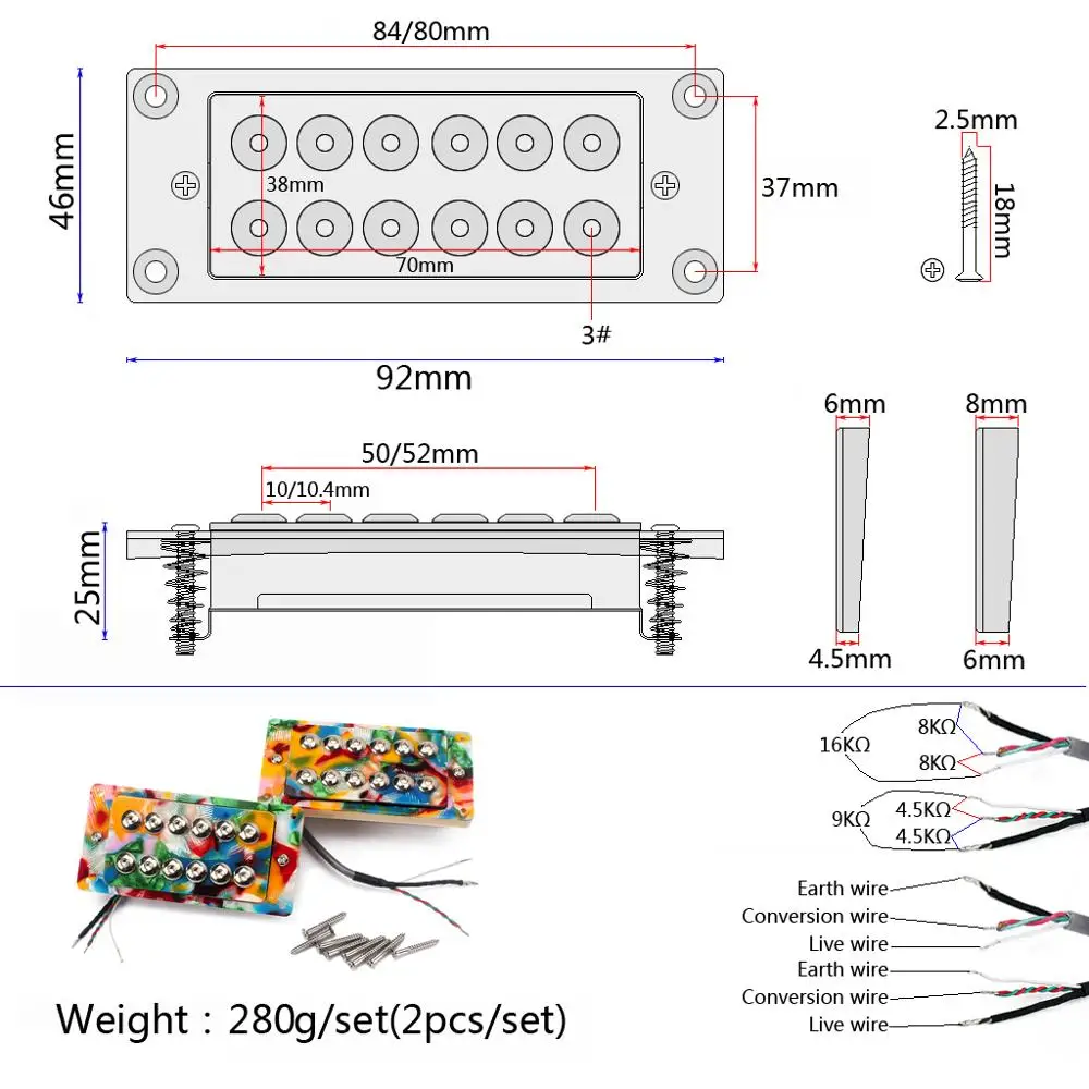 GMC28  TwoPcs Black Pearl Guitar Pickups Ceramic Magnets Electric Guitar Double Coil Humbucker Pickups