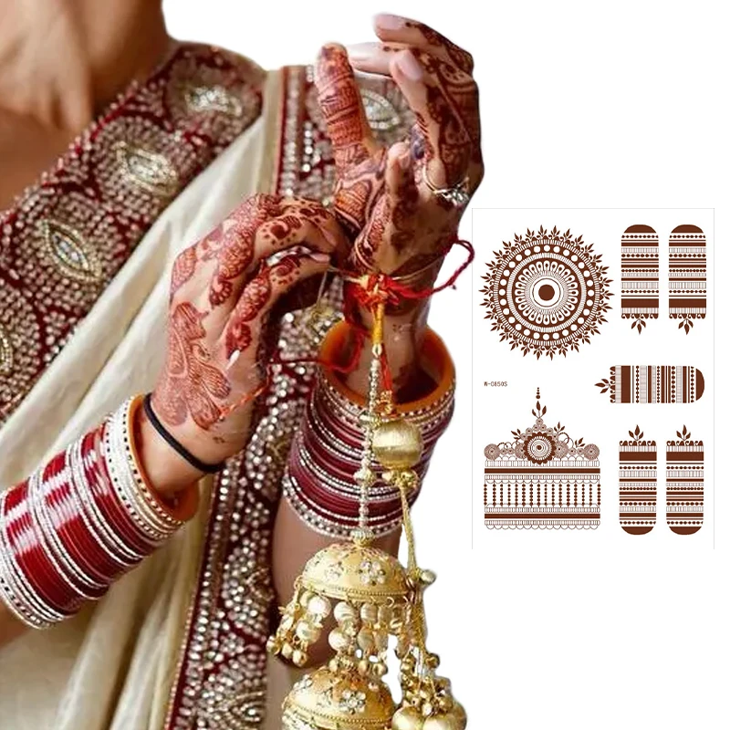 Henna Tattoo Stickers Lace Mehndi Temporary Tattoos for Maverick Women Teens Girls Metallic Tattoo henna sticker stencil