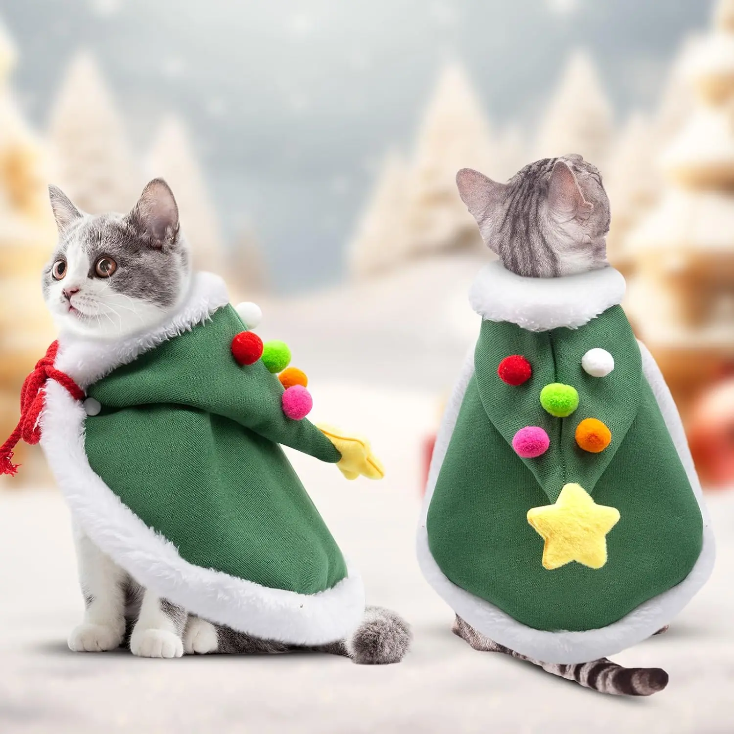 Классический зимний вельветовый костюм Санта-Клауса для кошек и маленьких собак с шапкой-звездочкой мягкий толстый хлопковый