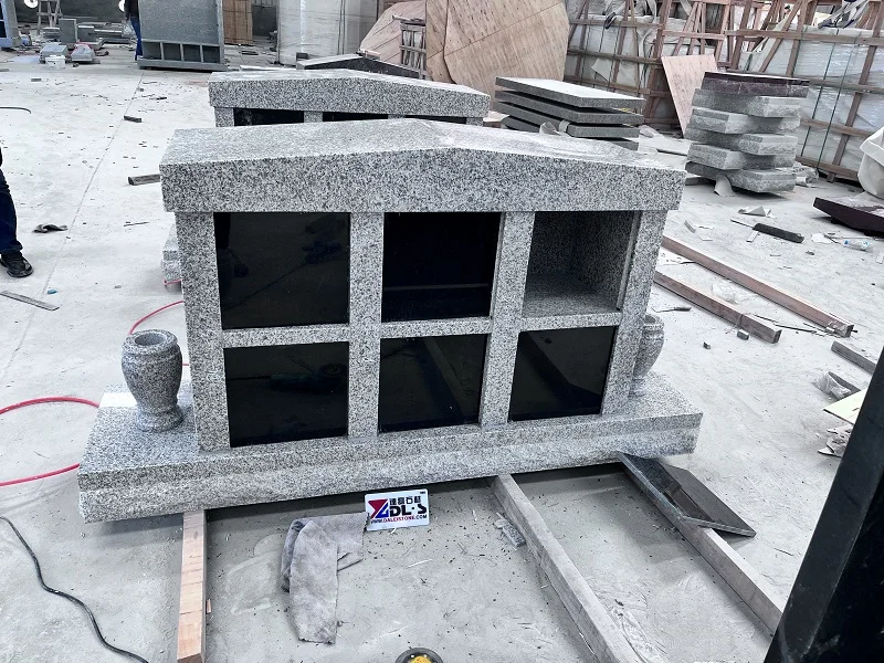 USA Gravestone Canada Design G603 Indian Black Granite Urns Cemetery Mausoleum Prices