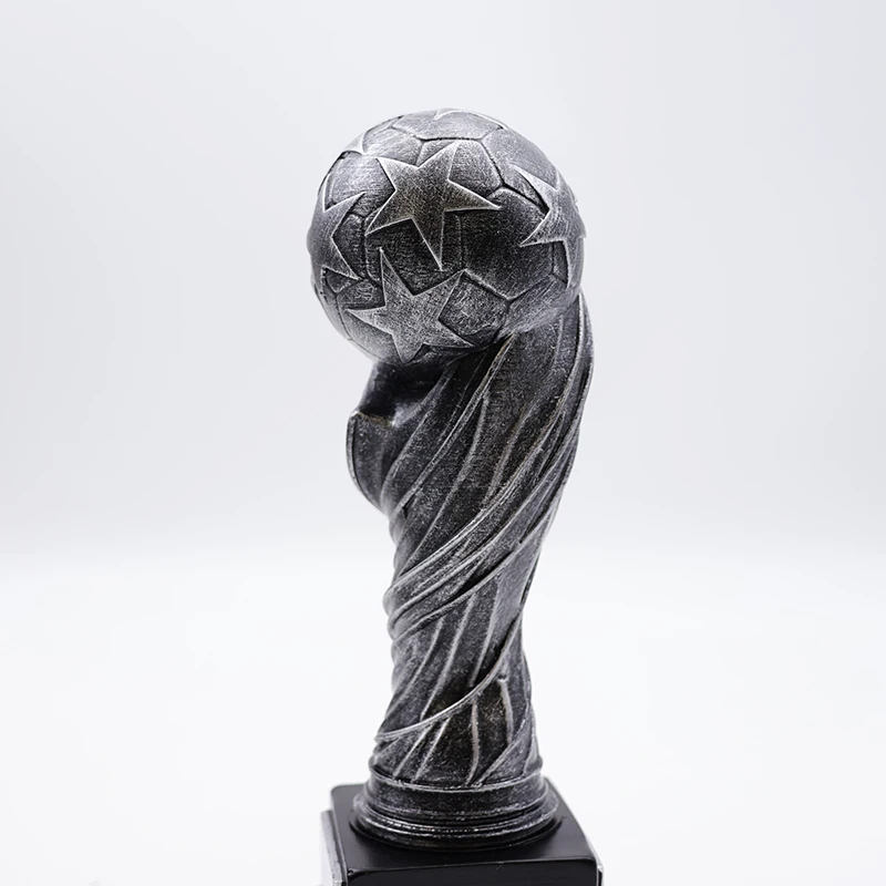 Wholesale personalized design sports match trophy award statue custom resin craft grey iron creativity soccer trophies
