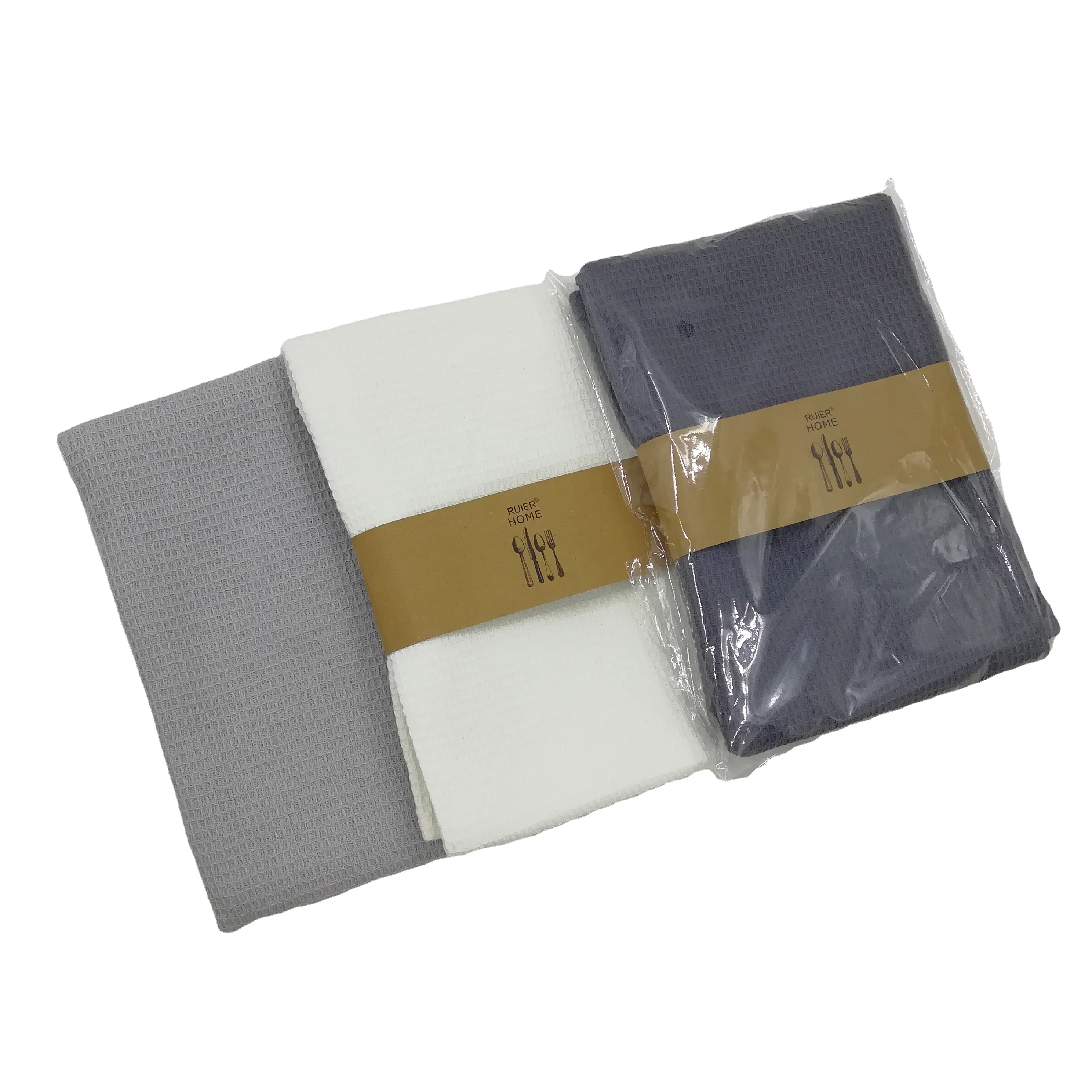 Wholesale Large Size 100% Cotton Waffle Embroidery Dishtowel Kitchen Towel Cleaning Cloth Tea Towels Cocktail Napkin