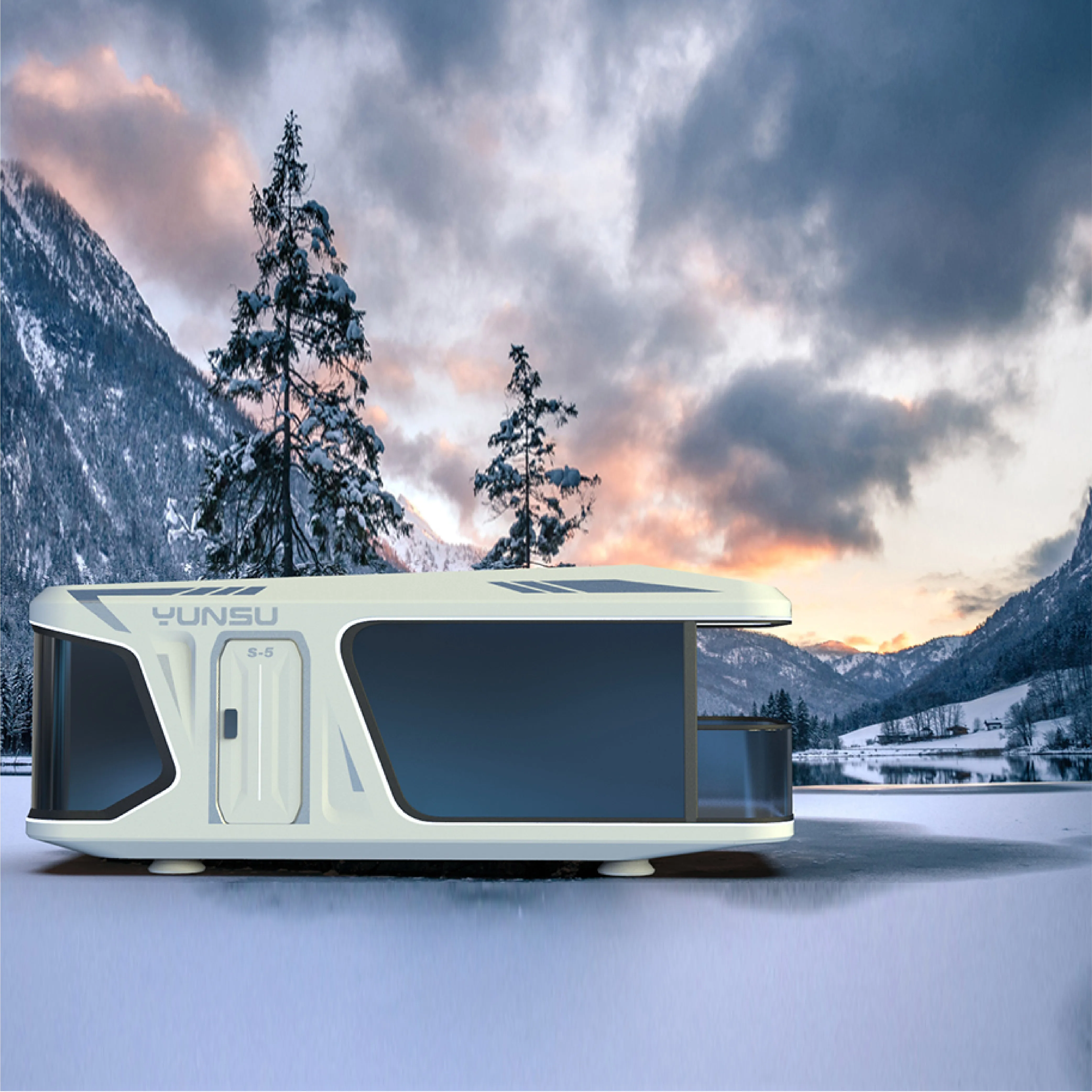 YUNSU S9 Luxury Prefab House Smart Hotel Outdoor Camping Modular Lake House Assembled Mobile Home capsul house trade
