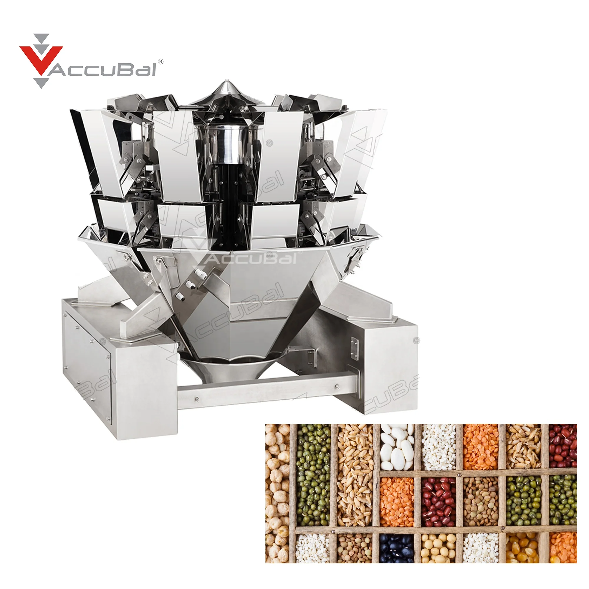Automatic Dried Fruit/Nuts 10 Head Multihead Combination Weigher Quad Bag Packing Machine Line
